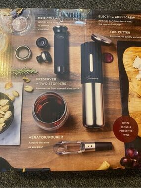 Rabbit Electric Corkscrew and Wine Accessory Set - Black and Silver